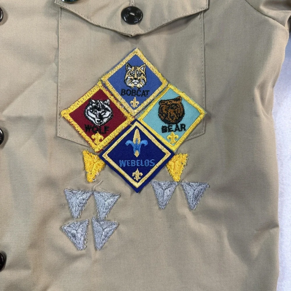 Vintage BSA Cub Scout Webelos Uniform Shirt Pack 153 Heart O Texas Youth LG USA